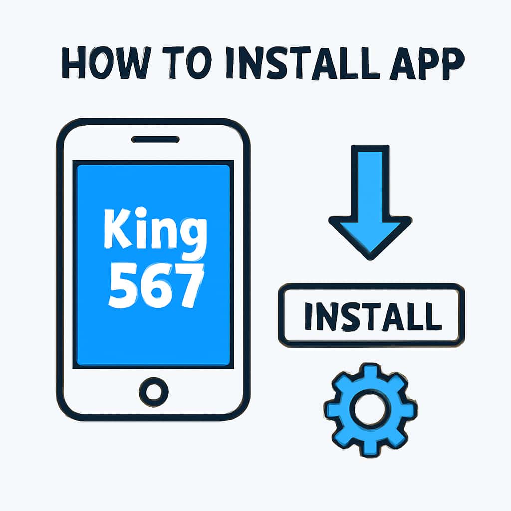 An educational diagram illustrating the installation process of the King 567 app.