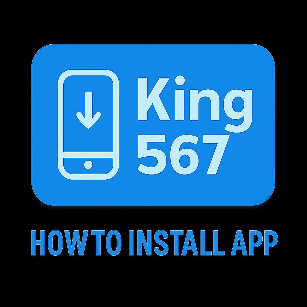 A professional badge depicting guidance for installing the King 567 app.