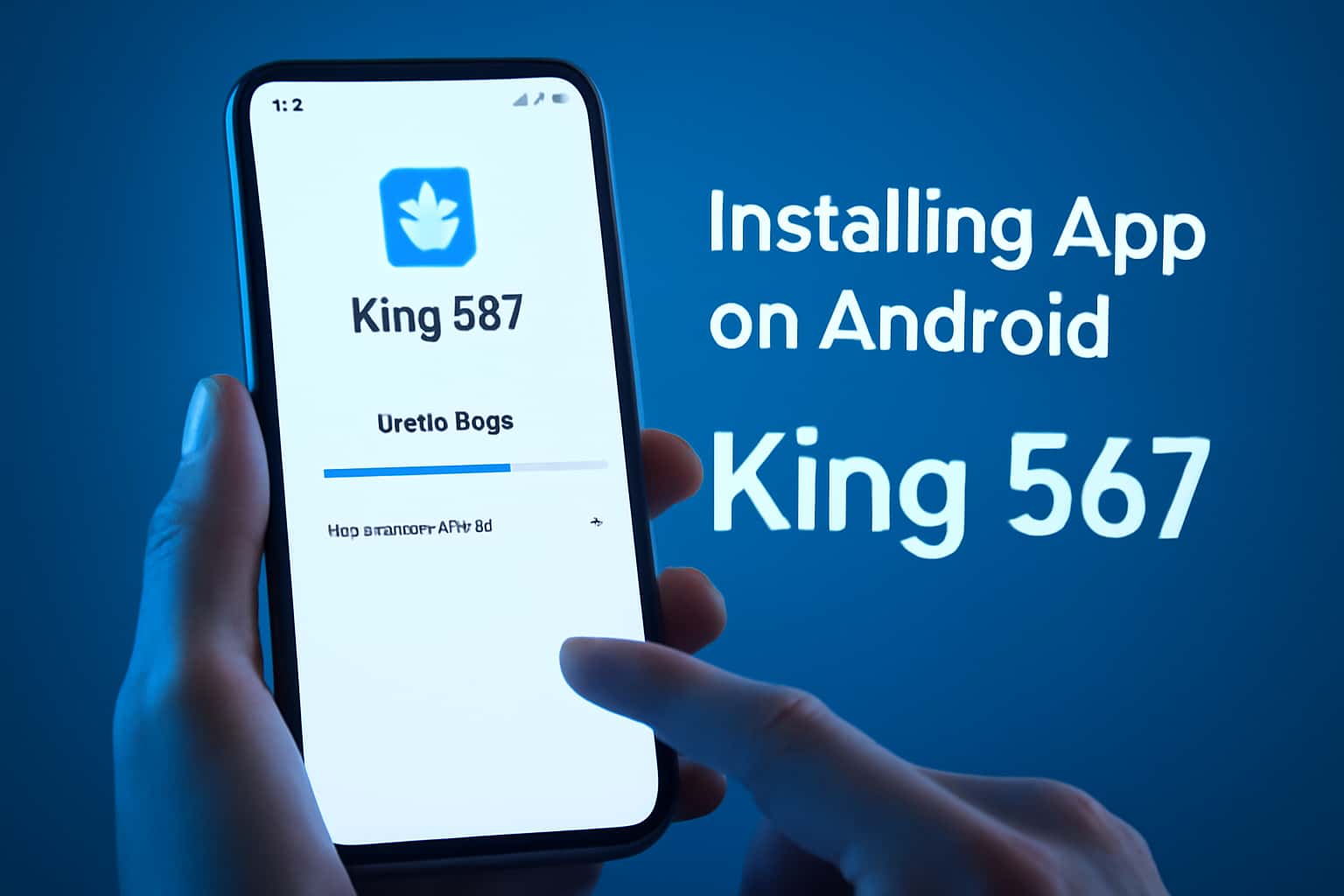 An illustrative scene showing the process of installing the King 567 app on an Android device.