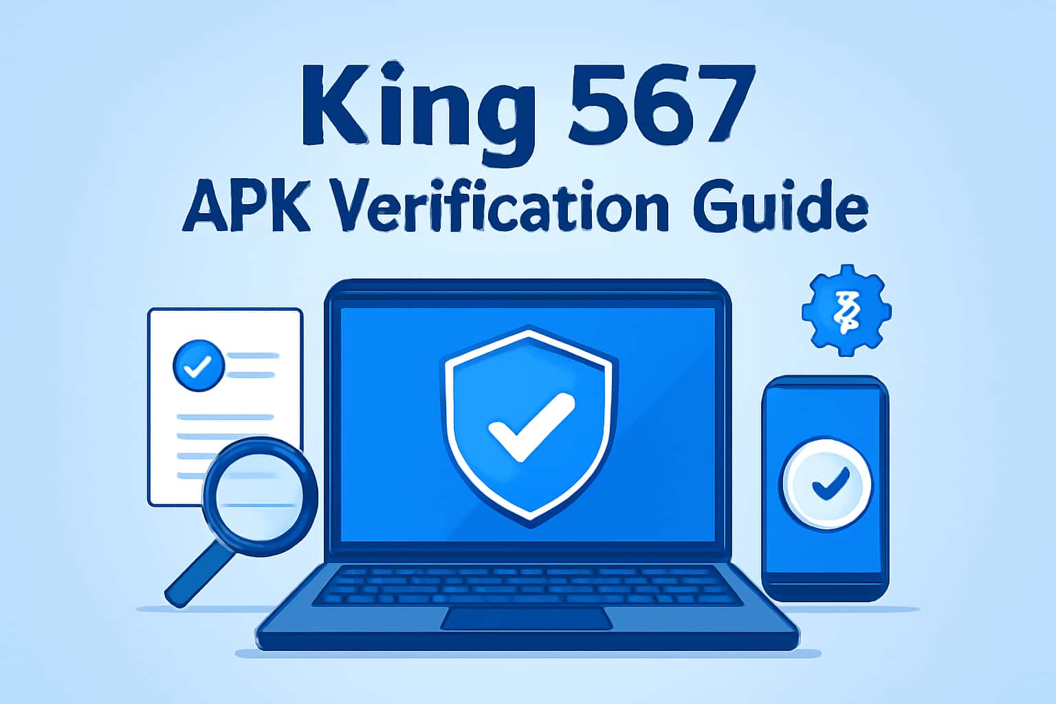 An informational scene depicting the King 567 APK Verification Guide.