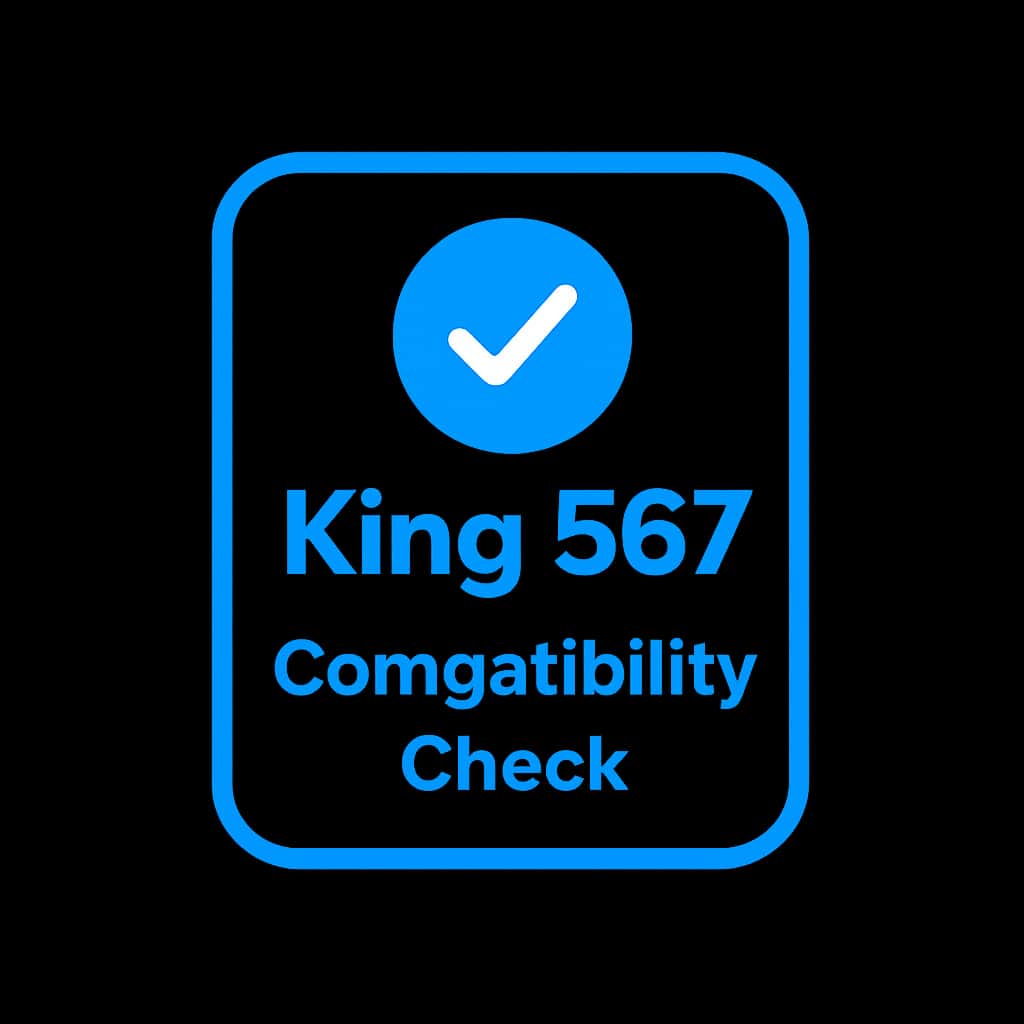 A badge representing King 567 Compatibility Check.