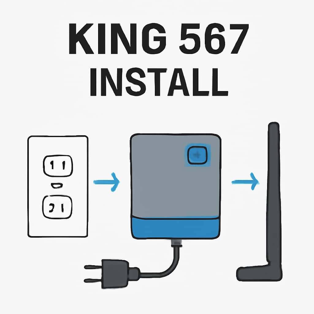 Diagram detailing the installation process for King 567.