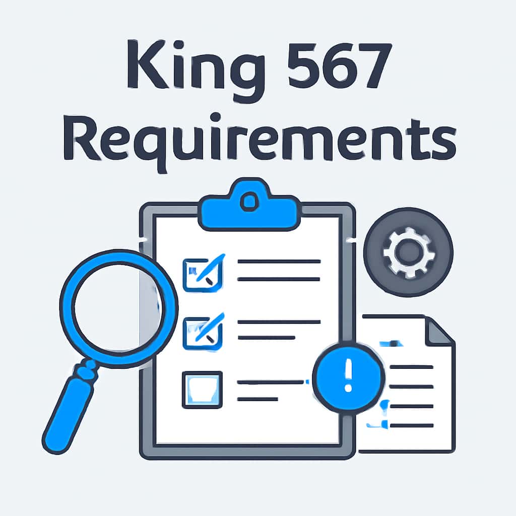 Illustrative diagram showcasing King 567 Requirements.