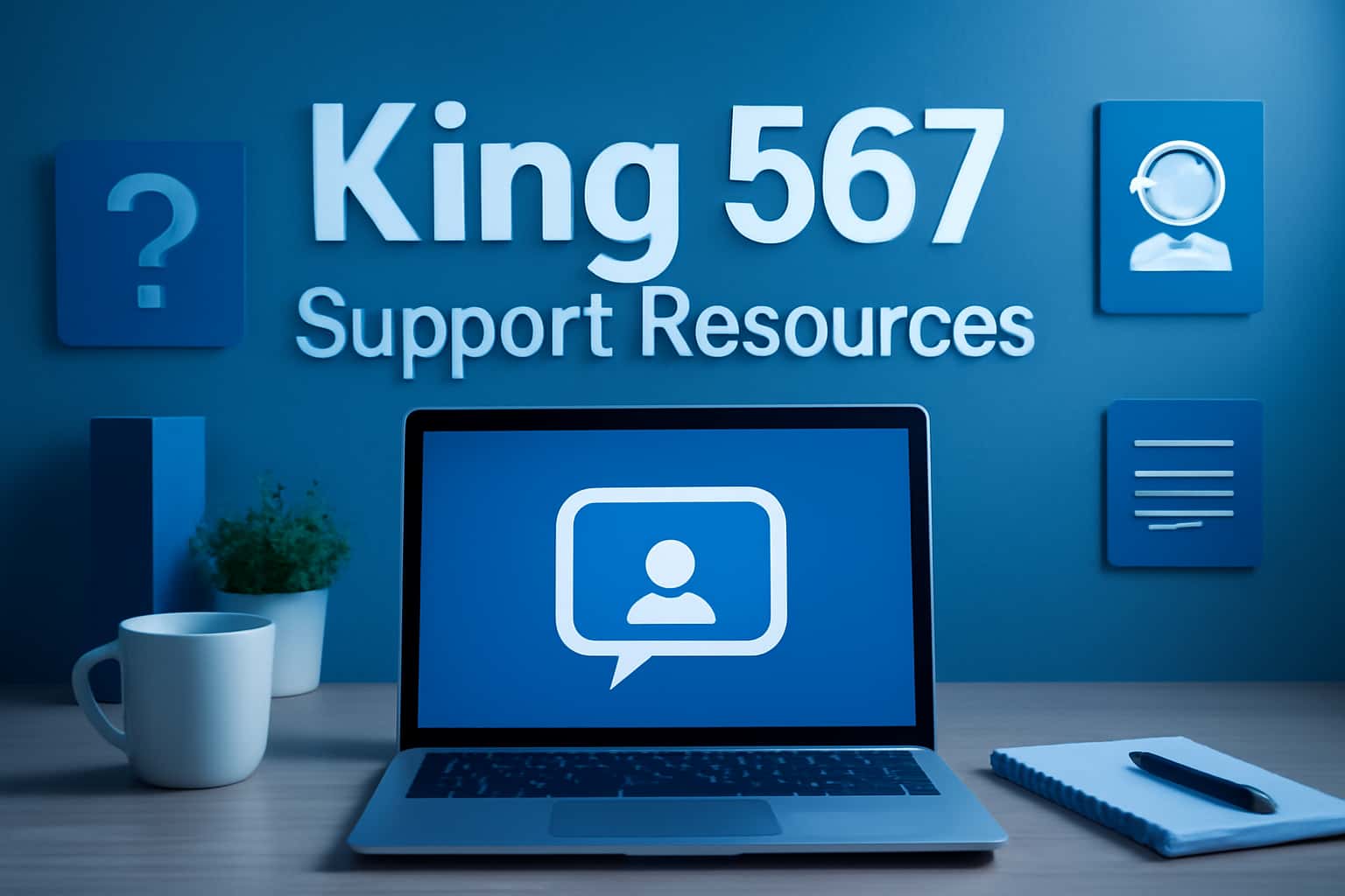 Informational scene about King 567 support resources.